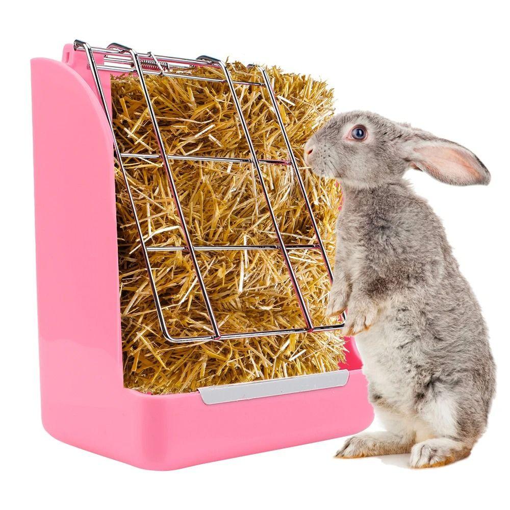 1Pcs Spring Type Rabbit Grass Frame Plastic Pet Food Container  for Herbivore Guinea Pigs Hamsters