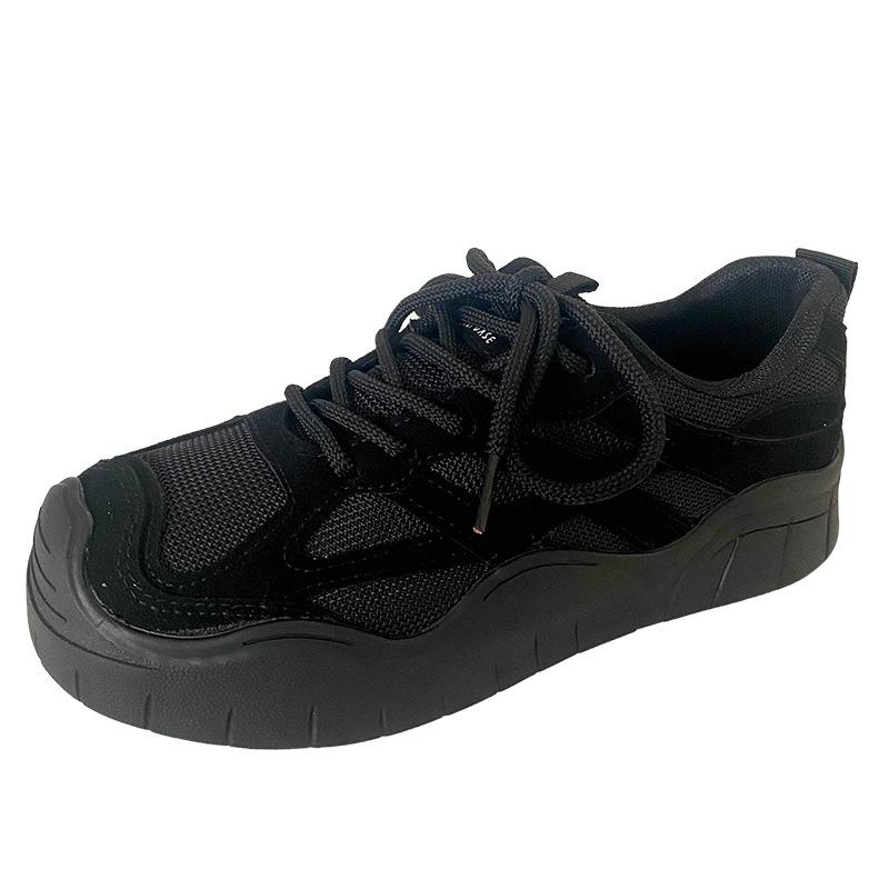 

1213 composite mesh thick-soled little white shoes women s autumn new 2024 niche ugly cute board shoes design training shoes 35 чёрный