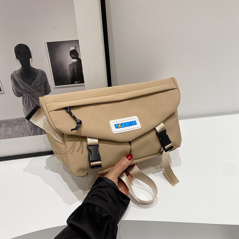 

Модная нагрудная сумка большой вместимости, женская сумка через плечо в локомотивном стиле, однотонная, простая, студенческая спортивная поясная сумка one size fits all хаки