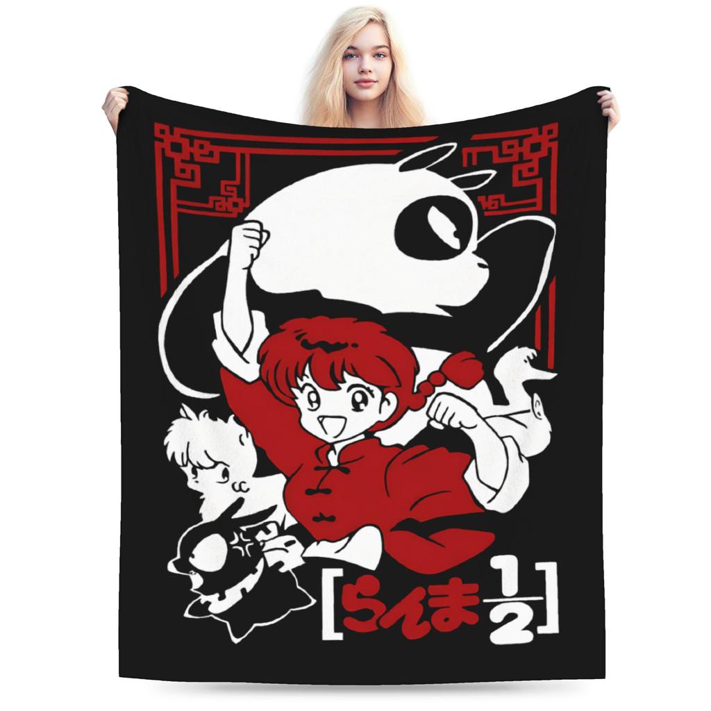 Ranma 1/2 Shampoo Manga Blankets  Wool Funny Warm Throw Blankets for Bedding Lounge  Winter