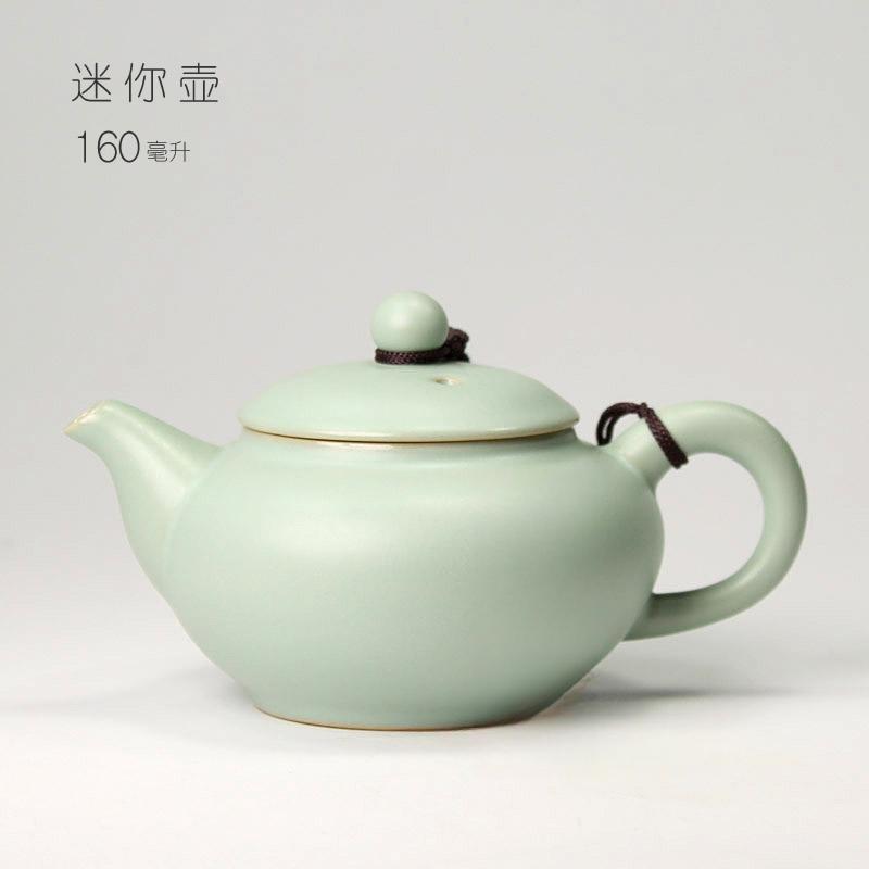 Celestial Green Ru Kiln Teapot High-grade Imitation Song Ru Porcelain Small Pot Retro Hand Grab Pot Ceramic Kung Fu Tea Set
