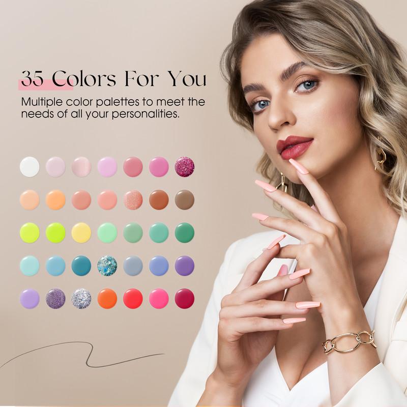 ROSALIND Nail Kits Gel Polish Set -35 Colors with Base Top Coat Nail Polishes Hybrid Semi Permanent Gel Varnishes UV/Led Cure