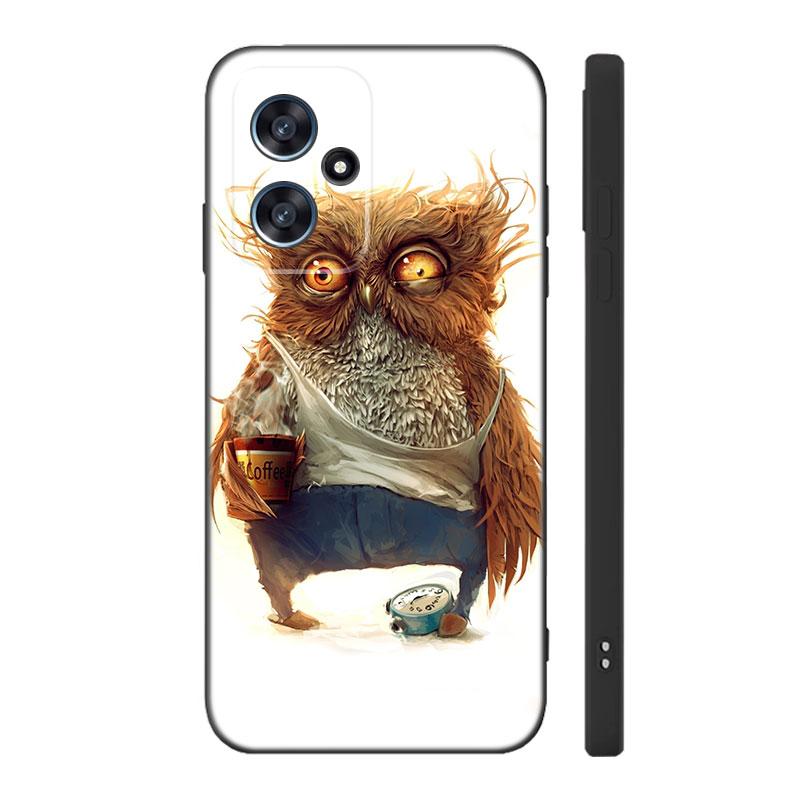Lovely Cartoon Owl Black Silicone Phone Case For Xiaomi POCO X3 X4 NFC F3 F4 GT F5 M3 M4 M6 X5 X6 Pro 5G C55 C65 M5