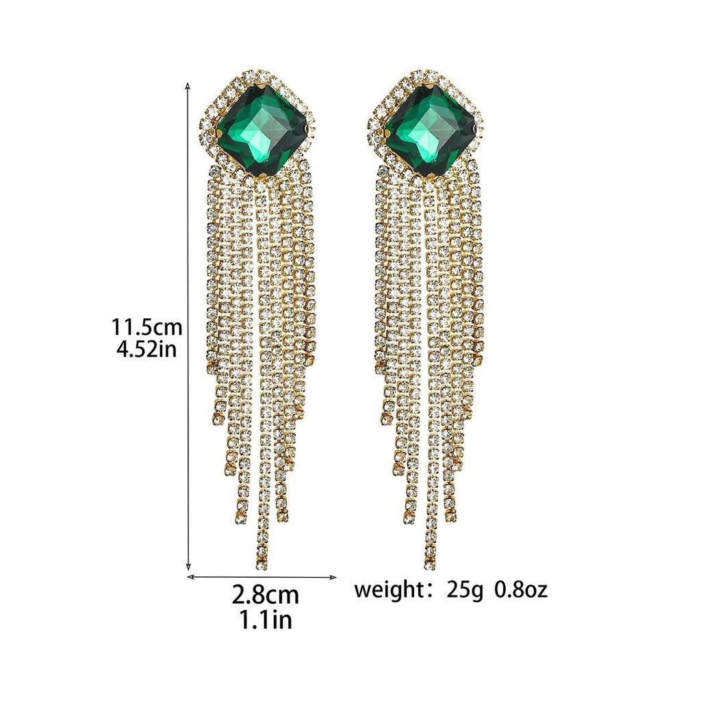 European & American Luxury Long Tassel Earrings: Sparkling Diamond & Crystal Studs for Women