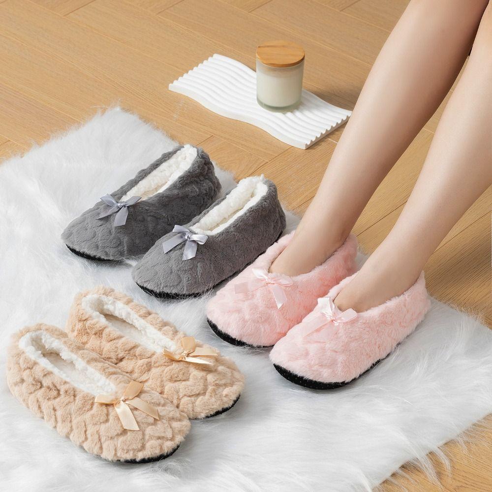 Heart Thicken Plush Socks Thermal Bow Sleeping Socks Simple Winter Floor Socks Girls