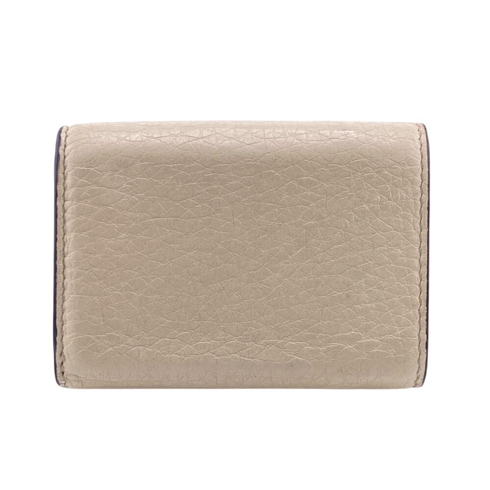 FENDI Compact wallet Celeria leather Tri-fold wallet beige leather Women Used