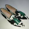 Seasonal new low-heeled pointed cow pattern fringed casual shoes