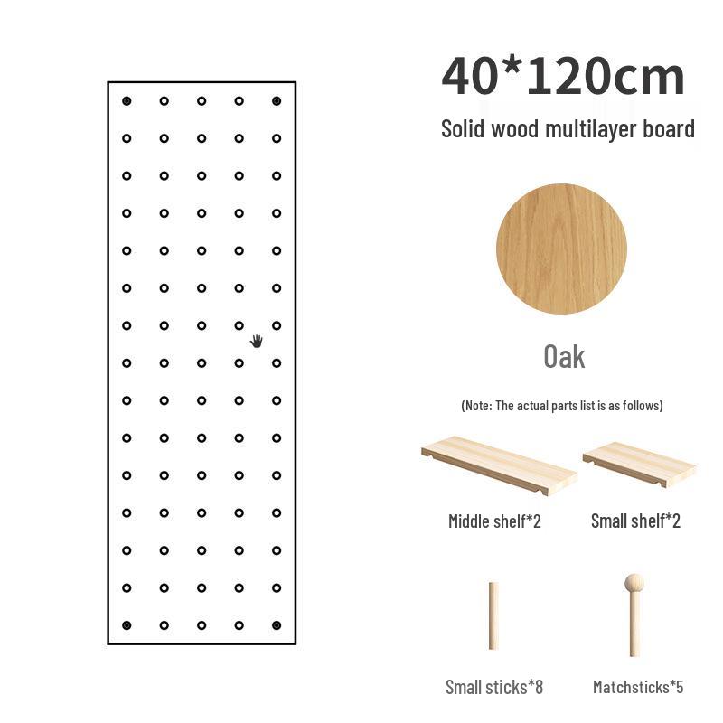 Solid Wood Pegboard Rack: Wall-Mounted & Desktop Storage Display for Entrance Hallway