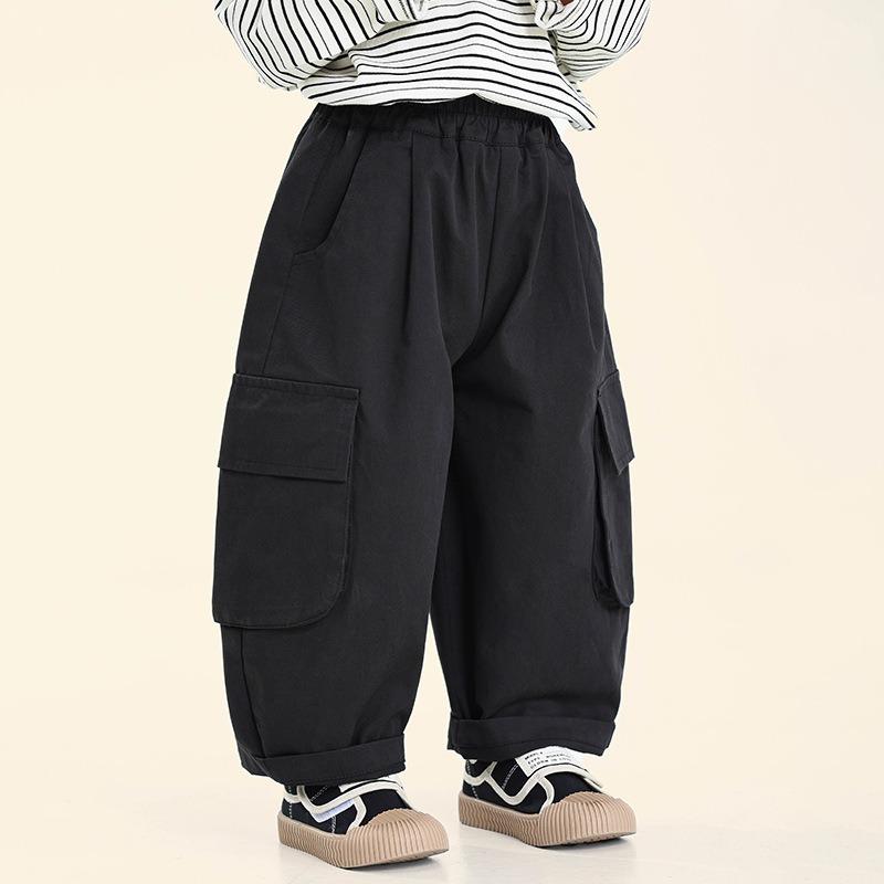 Boys Kids Loose Casual Solid Korean Style Long Trousers For Spring Autumn