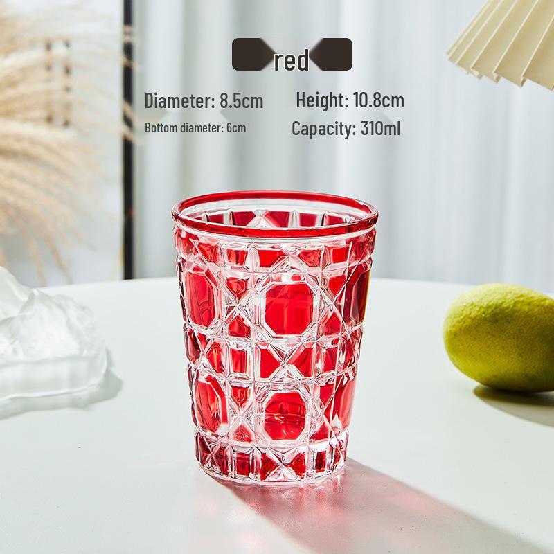 European Style Gift Box: Colorful Plaid Whiskey, Beer, Liquor, and Water Glass Set with Hand-Engraved Floral Designs.
