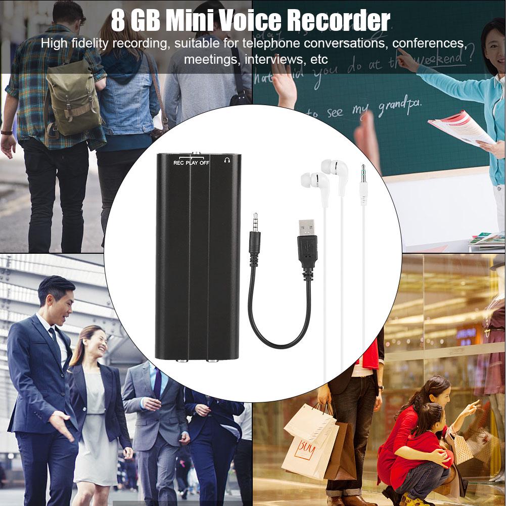 Profesional 8 GB Mini Voice Recorder Pen with Clip Continuous 20‑hour 192Kbps Recorder