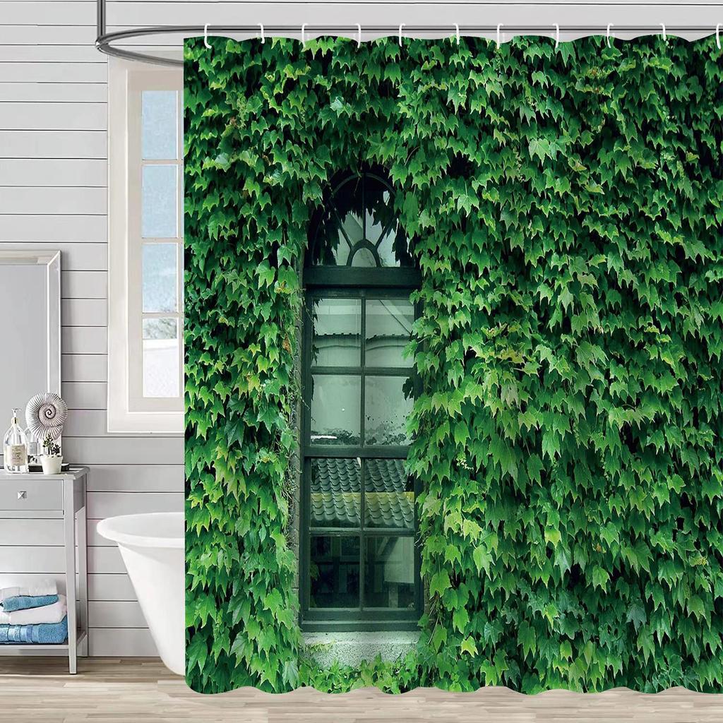 Shower Curtain Waterproof And Mildew-Proof 3D Digital Printing Plant Stone Printing Shower Bathroom Partition