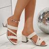20265 New Summer Women's Sexy Open Toe Thick Heel Sandals High-heeled Shoes Wedding Party Shoe Lady Girl
