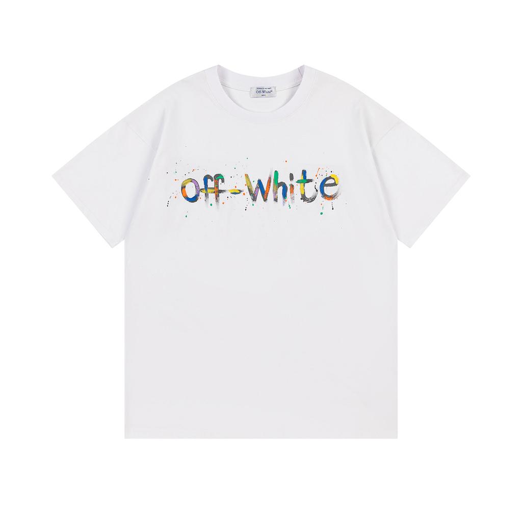Off-White New Color Letter Arrow Pattern Round Neck Pullover Short Sleeved Men's and Women's T-shirts for Spring and Summer 2025