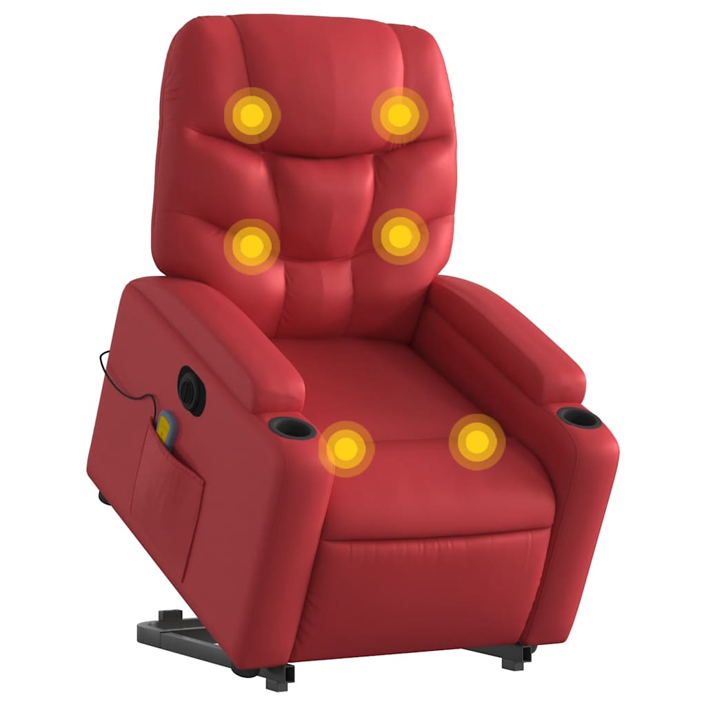 Vidaxl Reclining Chair with Standing Aid and Massage, Electric, Red