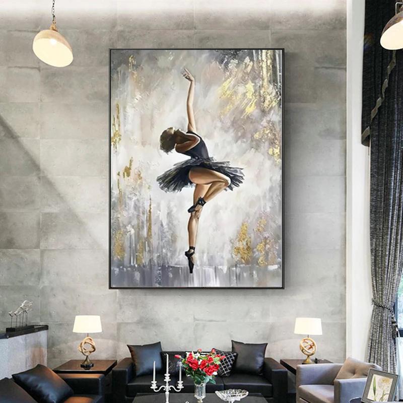 Elegant Ballerina Figure Art Canvas Painting Modern Wall Art Posters Prints Wall Pictures for Living Room Home Cuadros Decor
