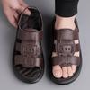 Summer New Designer Father Soft-soled Beach Shoes For Men Garden Casual Leather Sandals Male Solid Color Platform Sandals