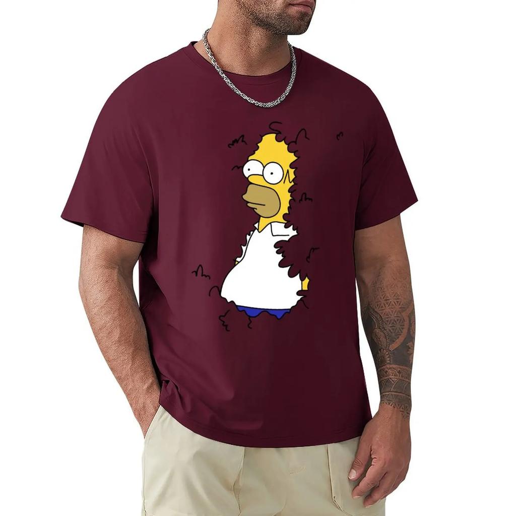 Summer Clothes Heavyweights Customizeds Sweat Fitted T Shirts for Men Homer in H Meme Classic TShirt Men Clothing Graphic