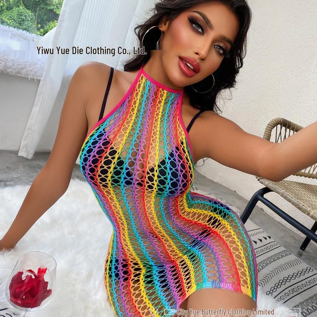 High Elastic See-Through Fishnet Lingerie - Color Stripe Series YDC07