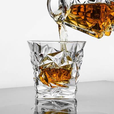 280ml/290ml Crystal Glass Creative Rotating Whiskey Ice Patterned Cocktail Glass Bar Beer Cup
