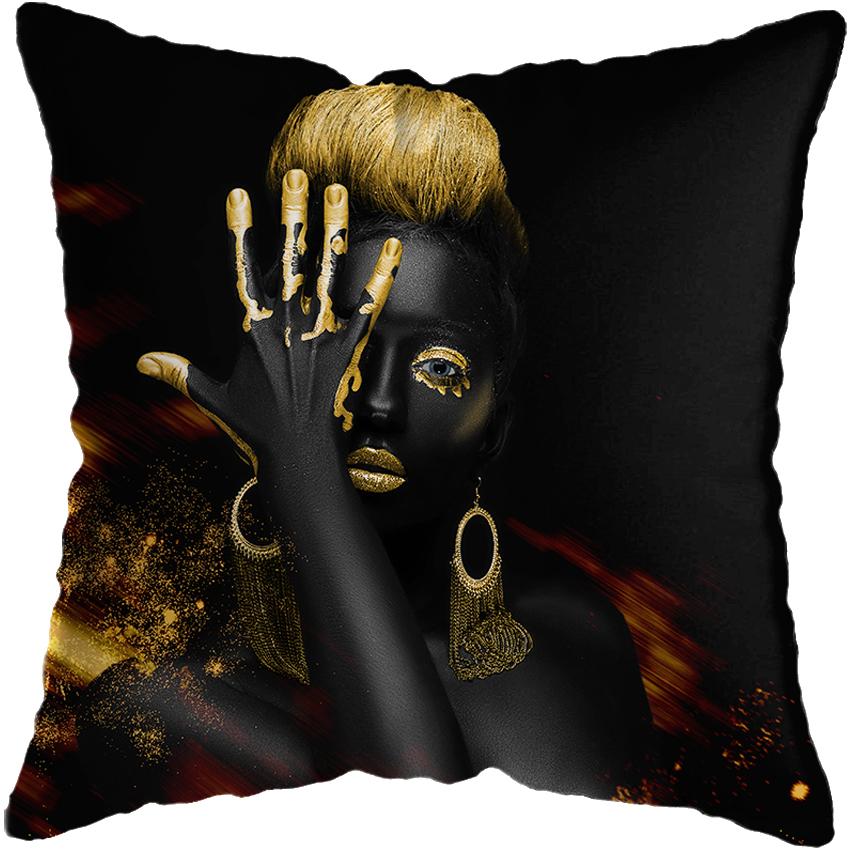 Modernes Wohnzimmer, Schwarzgold, afrikanischer Damen-Stil, Art-Deco-Look, Sofa-Kissenbezug