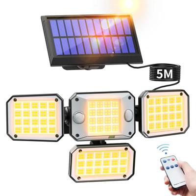 GLOWDAWN Solar Light, Outdoor, Waterproof, Motion Sensor Light [2 Sensors294 LEDs4-Sided LightingSeparate Type], 3000 Lumens, 5M Extension Cord, IP65