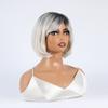 Ladies Short Straight Bob Synthetic Wigs for Women Fluffy White Black Gray Silver Wig Cosplay Party Daily Heat Resistant Fiber Hair