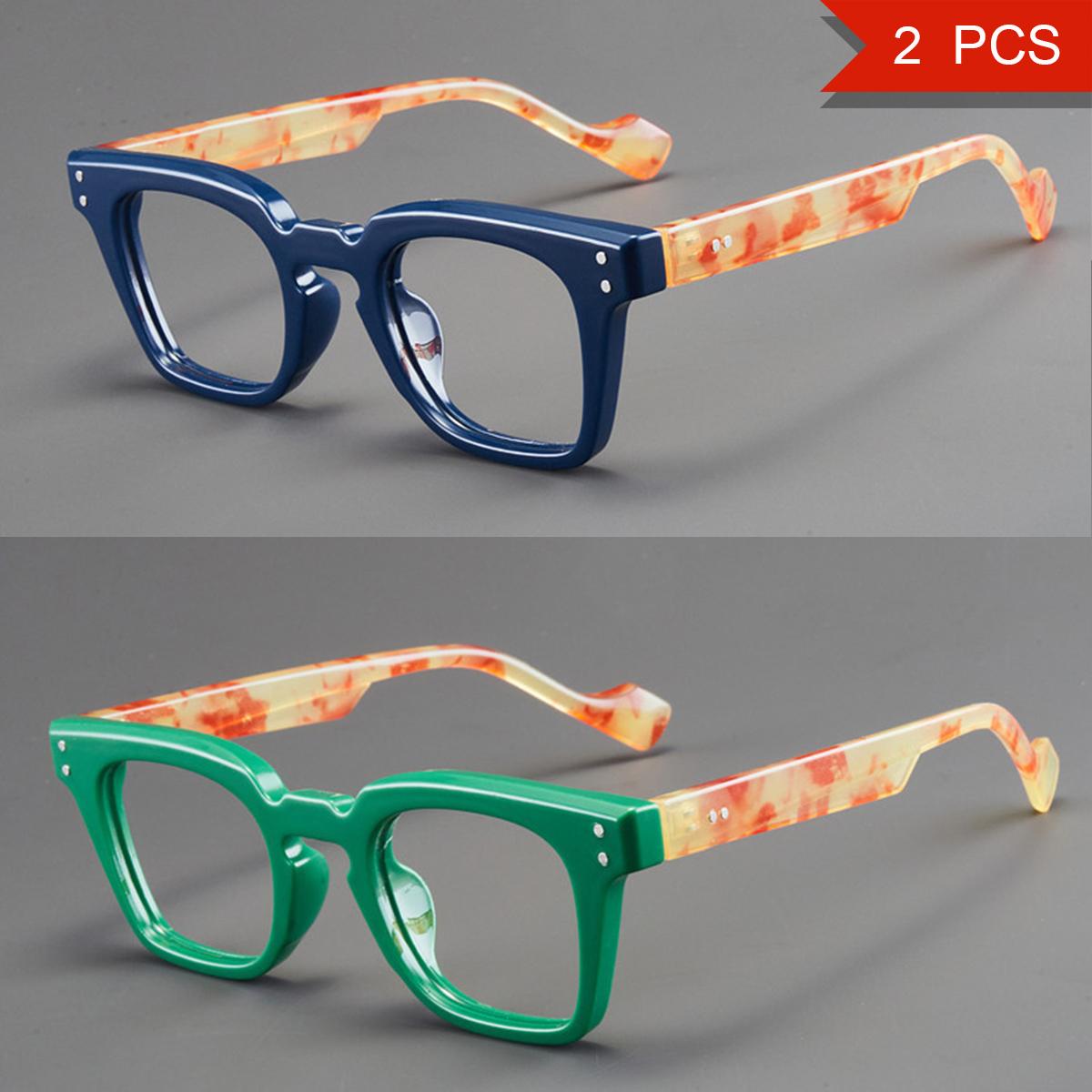 

2 Pairs Anti Blue Light Reading Glasses For Seniors Rectangular Frame Lightweight Comfortable Uv Protection New Design +4.0