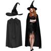 2Pcs Halloween Witch Costume Accessories Set Wizard Hat Witches Hat with Witch Cloak Cape Set for Womens Girls