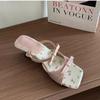 Women Slippers Bow Heeled Sandals Dress Chunky Shoes Summer Sexy 2025 Sexy Designer Woman Pumps Luxury Mujer De Zapatos