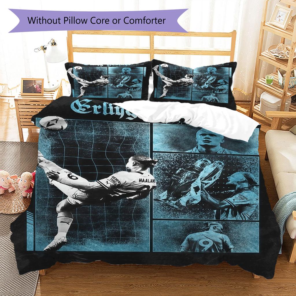 Erling Haaland Pride Bedding Quilt Set Quilt Cover Pillowcase Home Decoration Birthday Gift (1 * duvet cover + 2 * pillowcase, without core)
