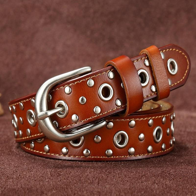 Women'S Belt Japan And South Korea, Jeans Belt Women'S, Casual Belt Hollowed Out, Riveted Punk Belt Women'S