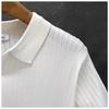 Men Casual Loose Short Sleeve Collared Color Block Big Size Knit Polo Shirt