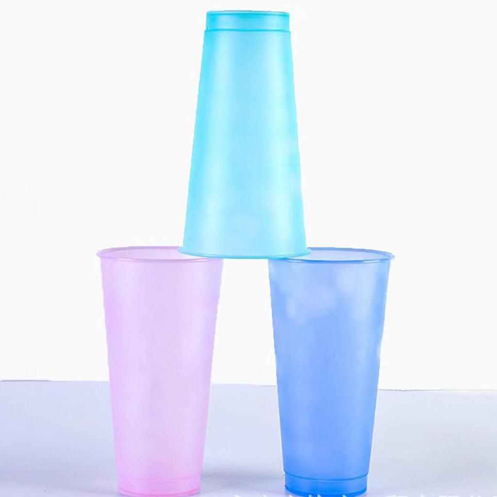 20pcs Color Changing Straw Cups Professional Innovative Food Grade PP Plastic Reusable Cups with Lids and Straws 710ml