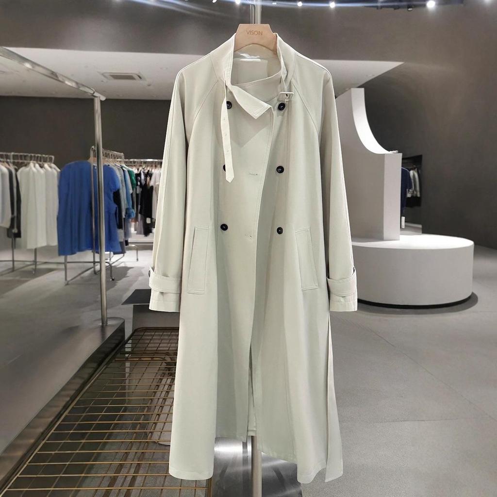 Beige High-End Women's Loose Trench Coat - 2025 Spring/Autumn Fashionable Overcoat