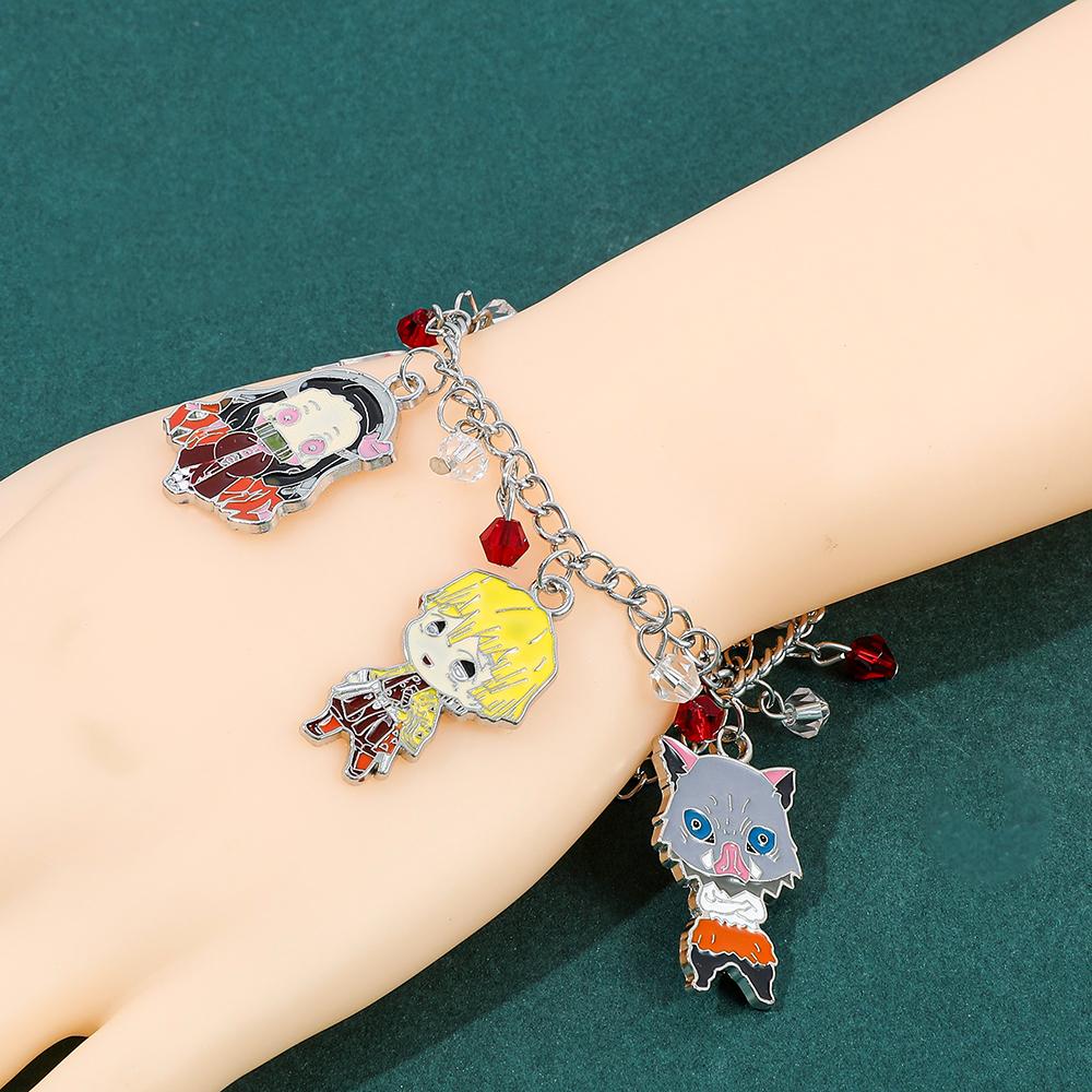 Demon Slayer Kimetsu No Yaiba Anime Bracelet DIY Charm Kamado Nezuko Pendant Cosplay Jewelry for Men And Women