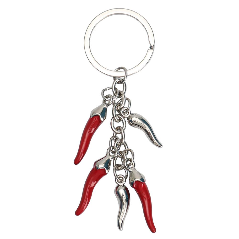 Portachiavi Creativo Metallo Peperone Rosso Mini Ciondolo Peperone Accessori Portachiavi in Lega Set Cuffie Accessorio Auto Portachiavi