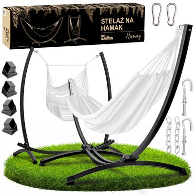 Hammock Swing Stand Garden Stand Metal Black 2in1 Double Rocker GoGarden