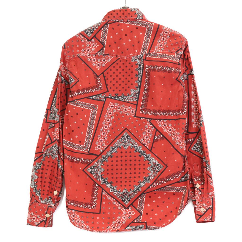 REMIRELIEF Red Bandana Pattern Long Sleeve Shirt Tops S RedUsed