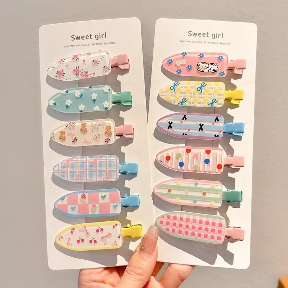 2pair Acrylic Hairpin Plaid Side Bang Hair Pins New Duckbill Barrettes for Women Girls
