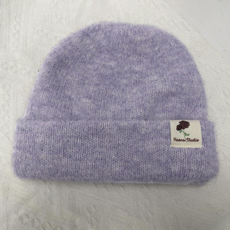 Autumn and Winter Hats for Women Solid Color Knitted Wool Hats Fashionable and Versatile Bag Head Hat Showing Face Small Warm Cold Hat