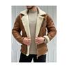 Men's Stone White Napa Leather Coat With Full Shearling Inside Northern Model Coat