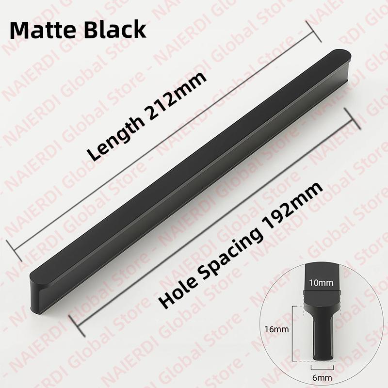 NAIERDI American Style Black Cabinet Handles Aluminum Alloy  Long Furniture Handle Kitchen Cupboard Pulls Drawer Knobs Hardware
