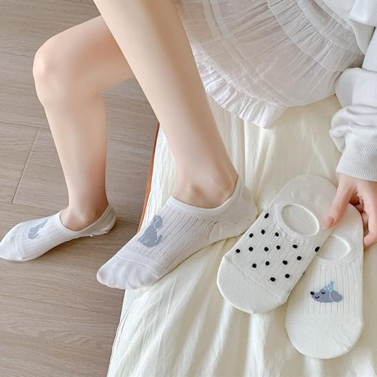 Bootsocken, Welpen Unsichtbare Socken, Kleine Weiße Socken, Gepunktet Cartoon, Low-Top Anti-Rutsch Unsichtbare Socken, Flacher Ausschnitt