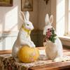 Resin Bunnies Figurine Easter Rabbit Statue Indoor Easter Decoration Modern Art Spring Home Decors,Bunnies Sculpture