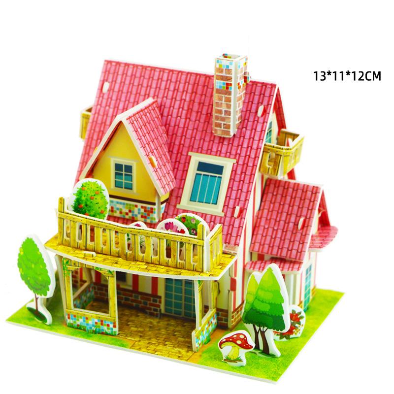 Villa House Castle Building Model 3D Cardboard Puzzle Jigsaw Toys Children's Interest Educational Toys Kids Gift