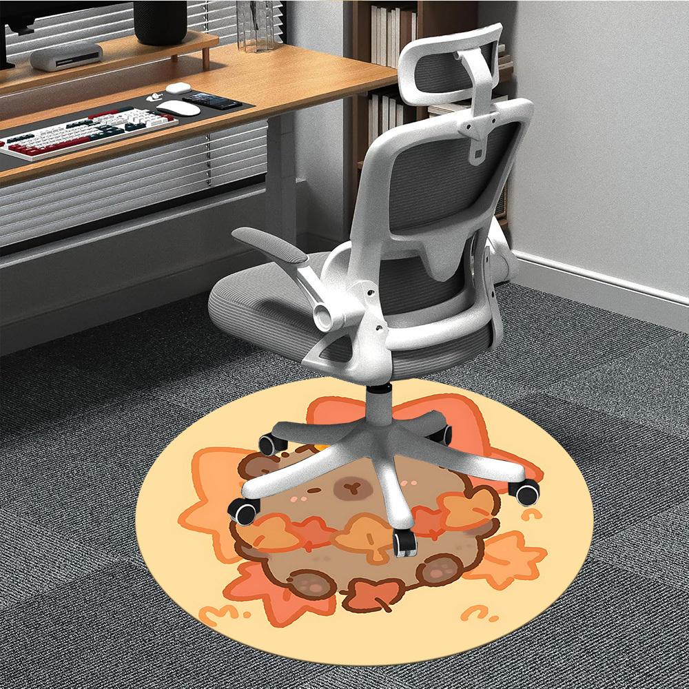 

1PC Fall Leaf Capybara Print Chair Carpet for Office Non-Slip, Lightweight, Machine Washable Rug for Office, Sleeping, Room - Holiday Decoryy2510090 80cm by 80cm