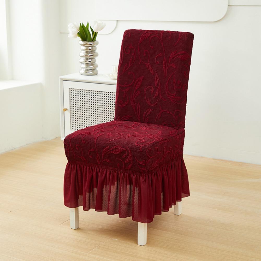 Chair Slipcover Knit Jacquard Fully Elastic Skirt Universal Dustproof Cover for Dining Chairs All Seasons