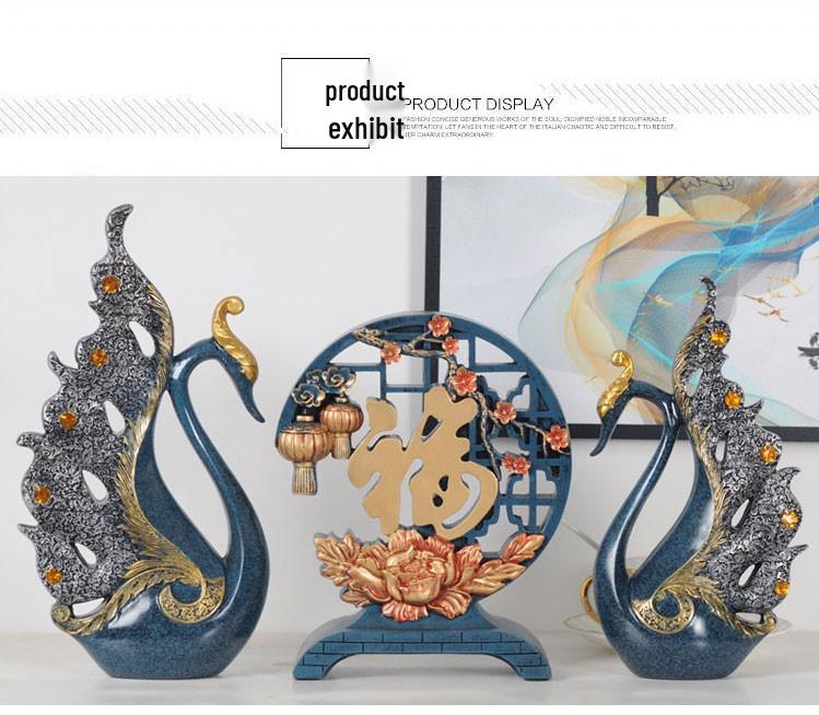 European Style Decorative Couple Swan Ornaments for Living Room, Bedroom, Office, and Entryway