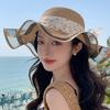 Bowknot Wide Brim Sun Hat Breathable Fisherman Sunshade Cap Fashion Lace Streamers Straw Hat  Girls